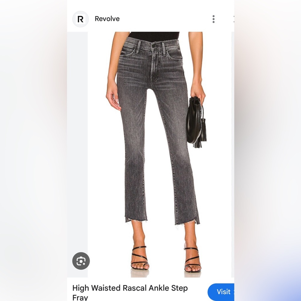 MOTHER Jeans High Waisted Rascal Ankle Step Fray in Night Garden